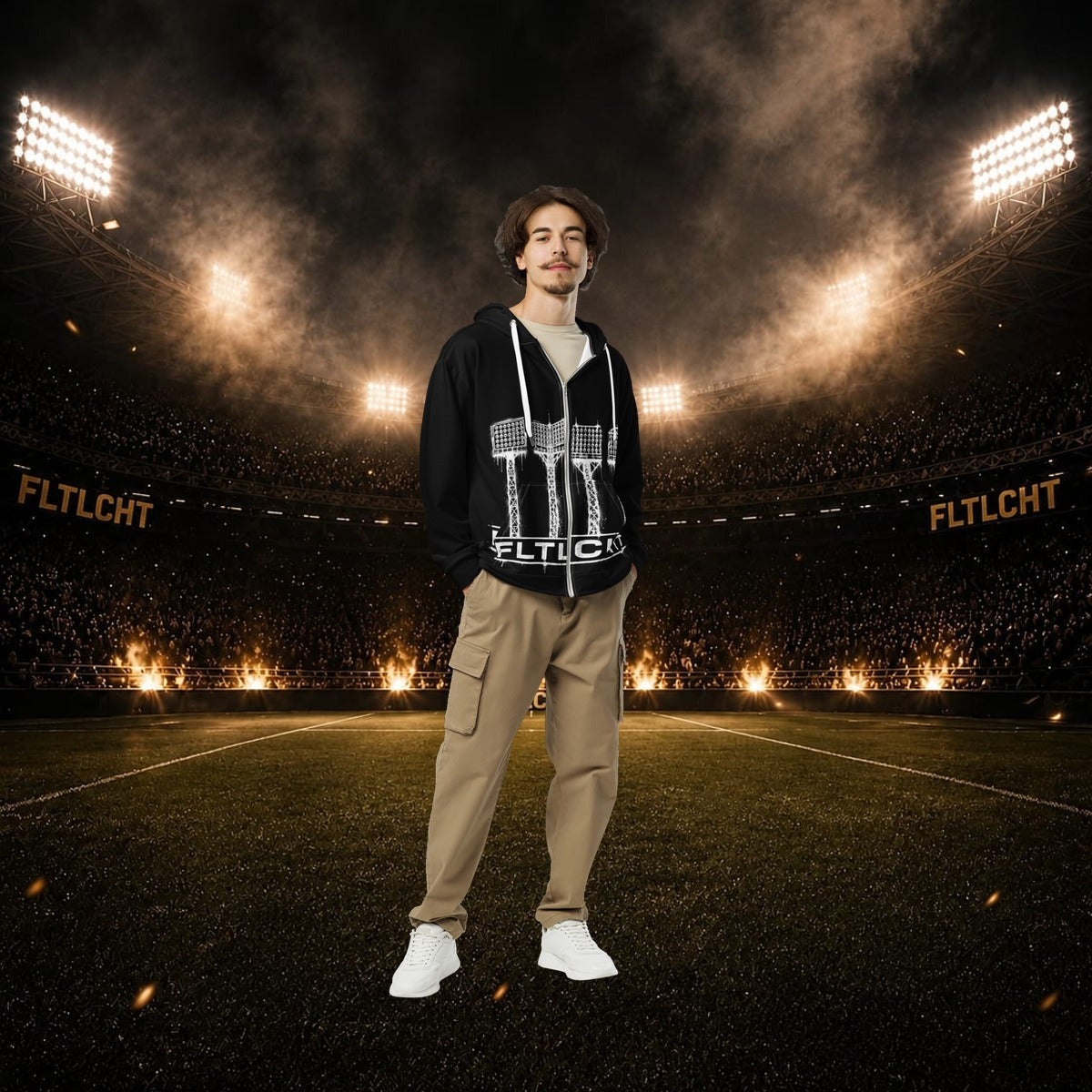 FLTLCHT Zip-Hoodie Weiss Front