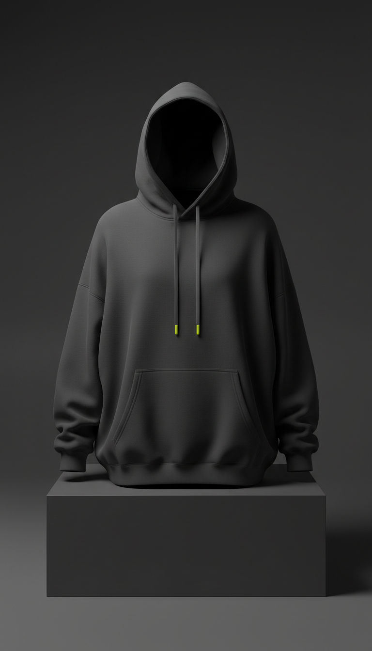 Oversized charcoal matte hoodie