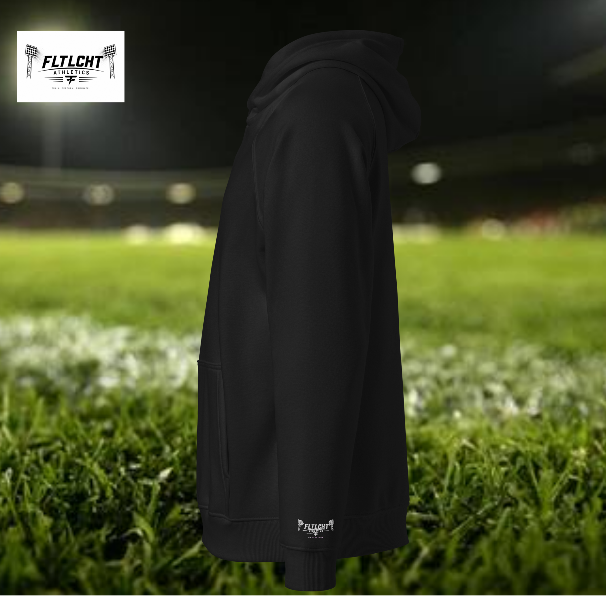 FLTLCHT Athletics Herren Hoodie Schwarz Seitenansicht